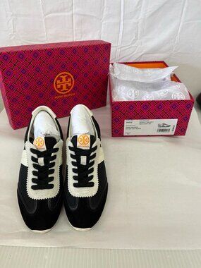 Tory Burch Hank Sneakers – Black/Ivory – Size 7.5 – NEW w/ Box